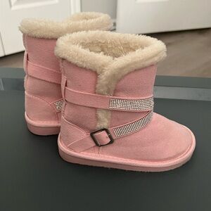 Cozy Pink Kids Boots with Rhinestone Detail